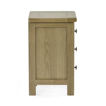 Cotswold Smokey Oak Bedside Table with 3 Drawers