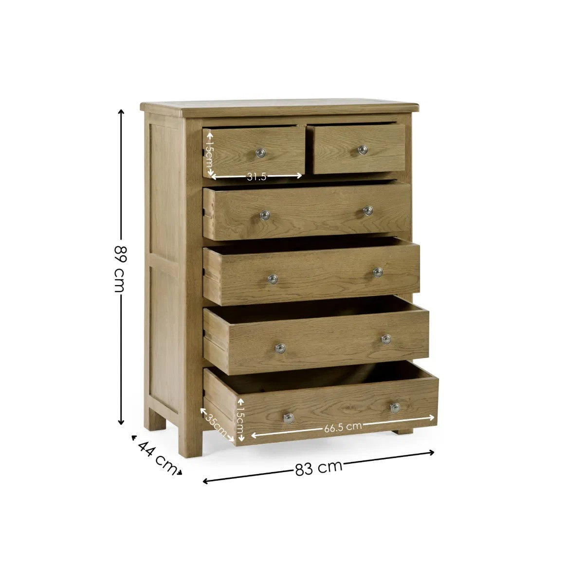 Cotswold Smokey Oak 2 Over 4 Drawer Chest