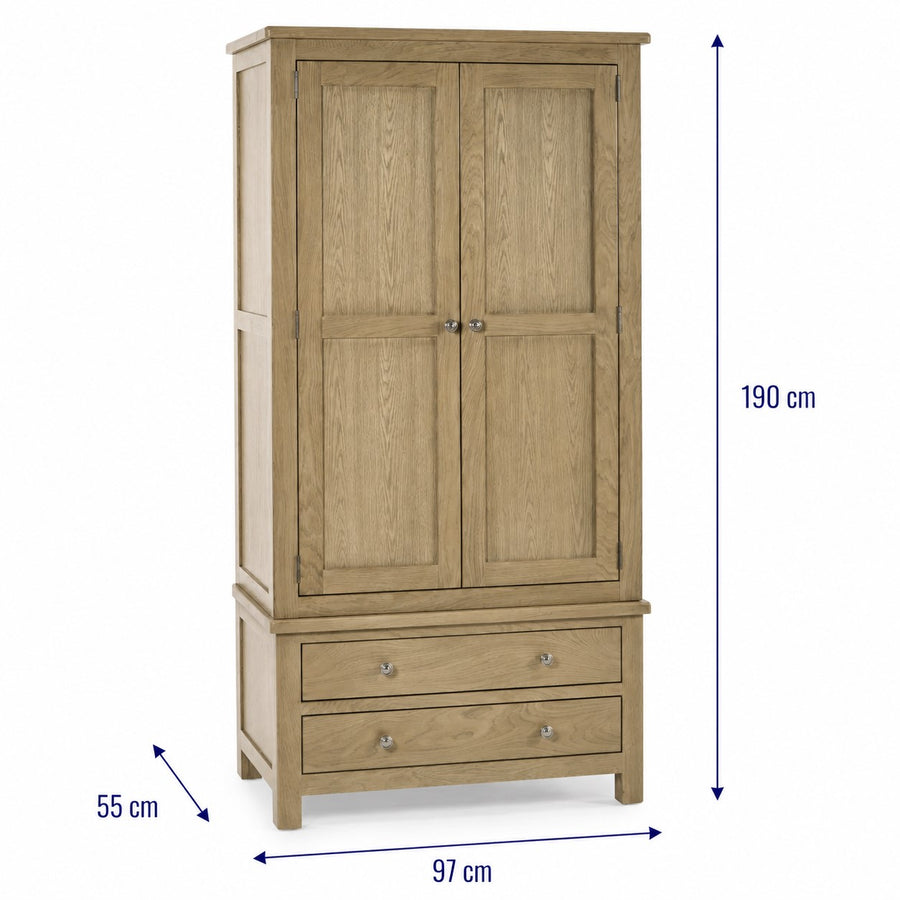 Cotswold Smokey Oak Double Wardrobe dimensions