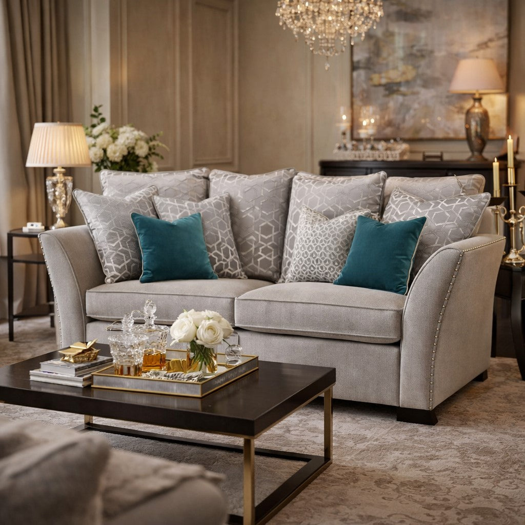 Crompton Style Grey Upholstered Sofa