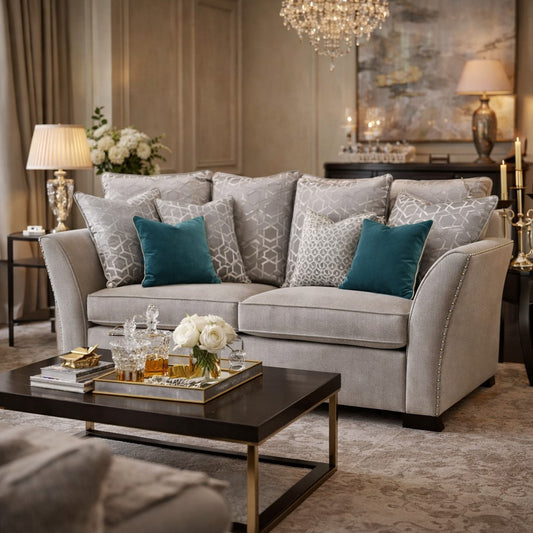 Crompton Style Grey Upholstered Sofa