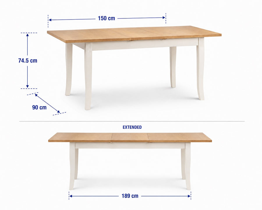 Davenport Extending Dining Table dimensions