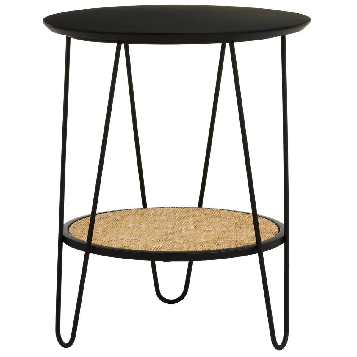 Depok Rattan And Metal Side Table With Hairpin Legs