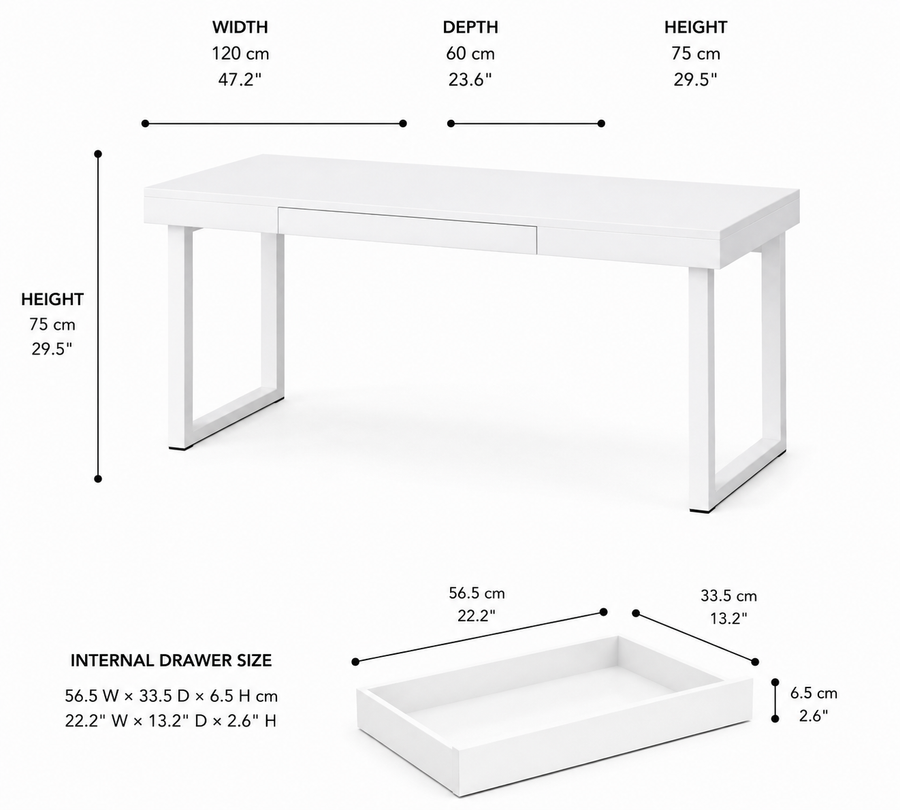 Elara Modern Desk dimensions