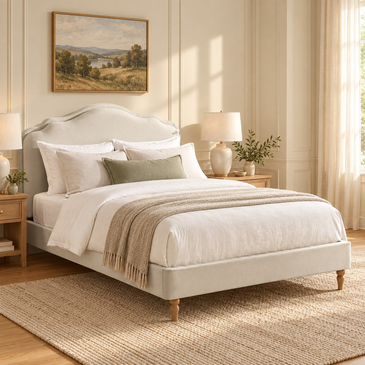 Élodie Upholstered Bed Frame Cream