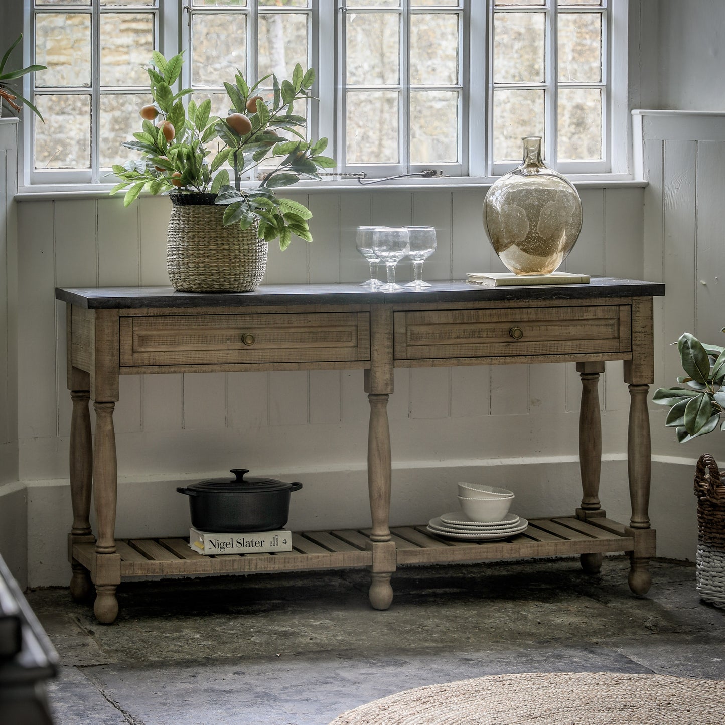 Vancouver 2 Drawer Marble Top Console Table