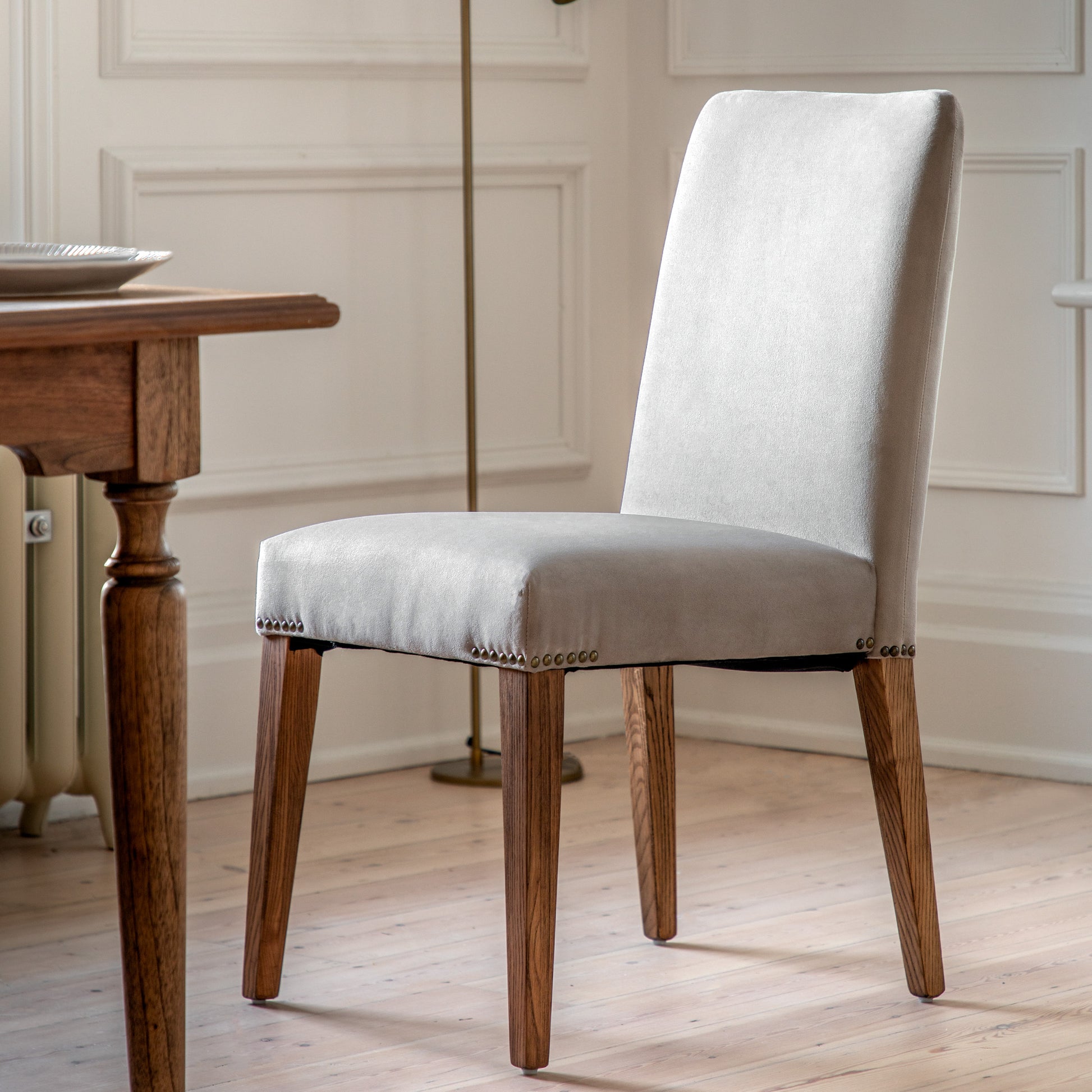 Highgrove Dove Velvet Dining Chair (Pack of 2)