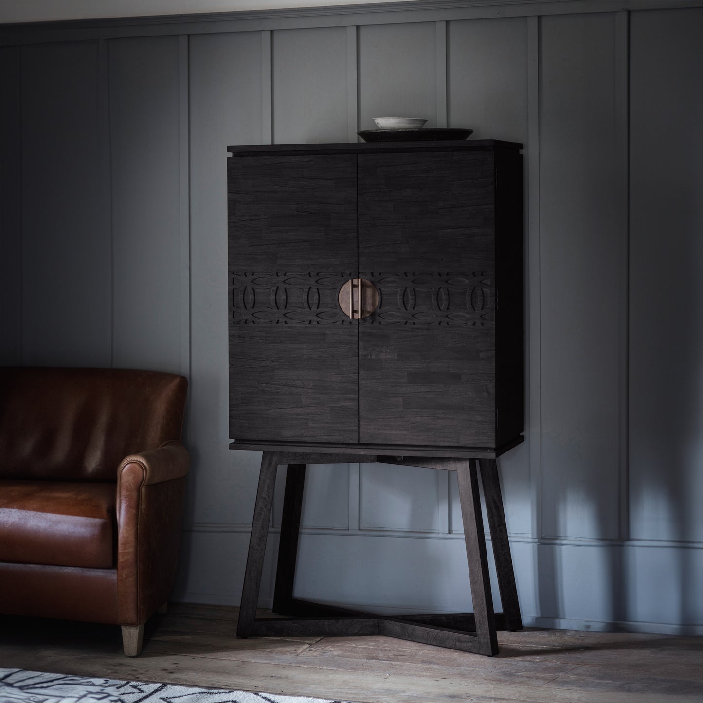 Boho Charcoal Cocktail Cabinet