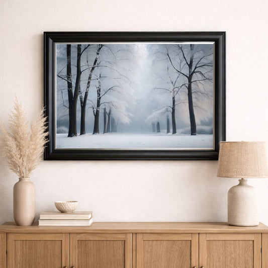 Frozen winter forest landscape
