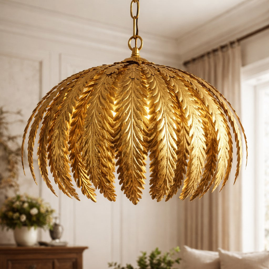 Gold Tropical Floral Ceiling Pendant