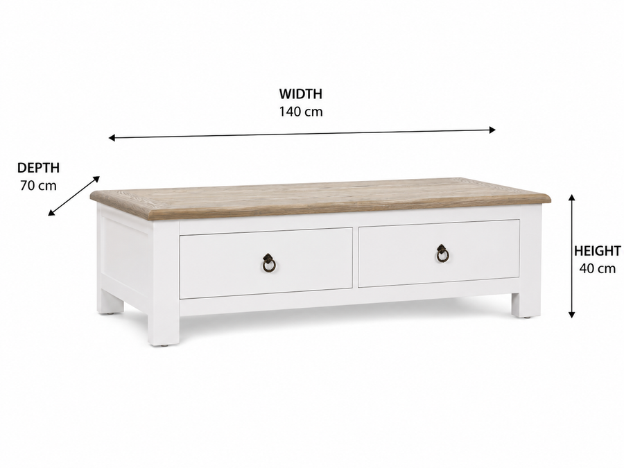 Hampstead 2 Drawer Coffee Table dimensions