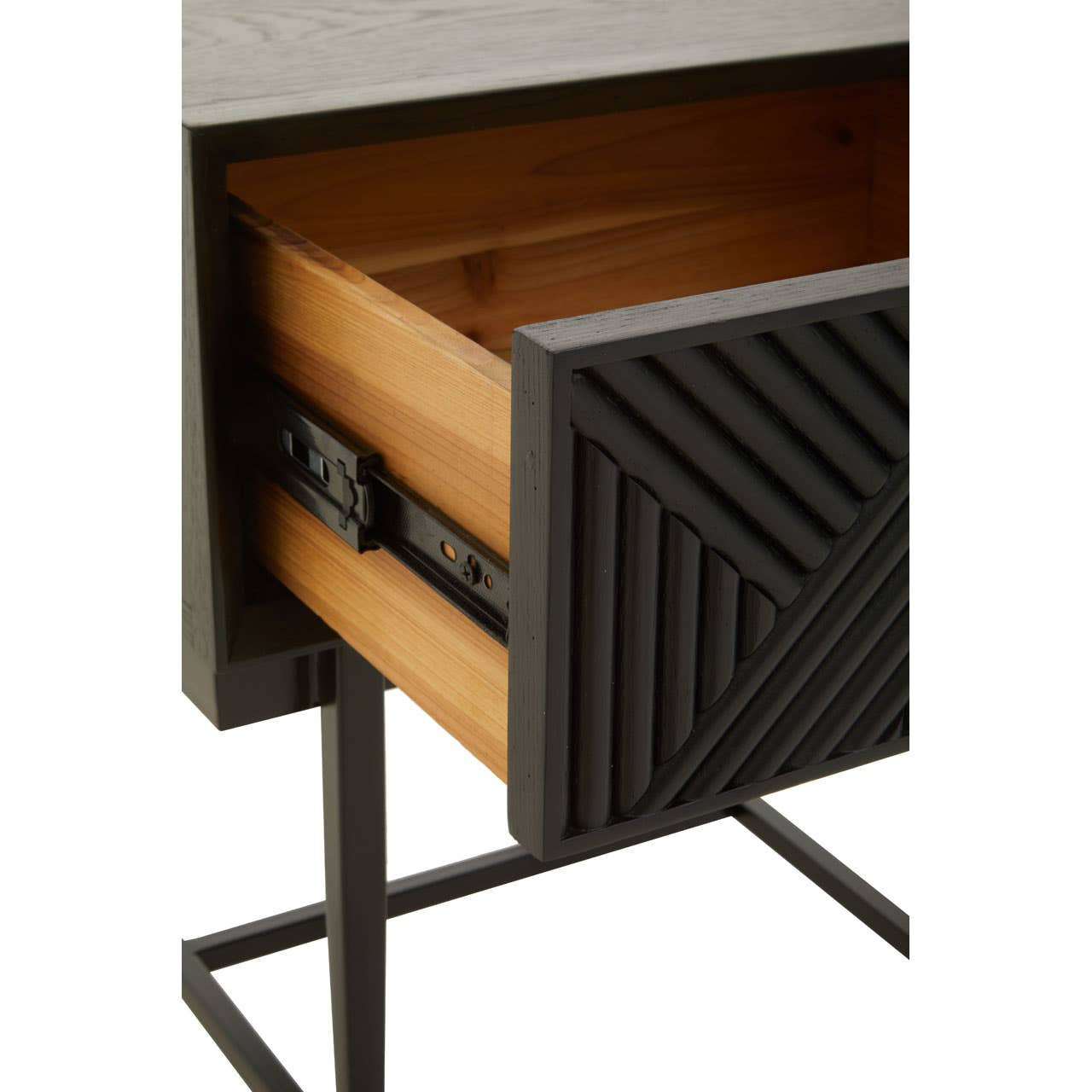 Jakara Black Finish Side Table with 1 Drawer