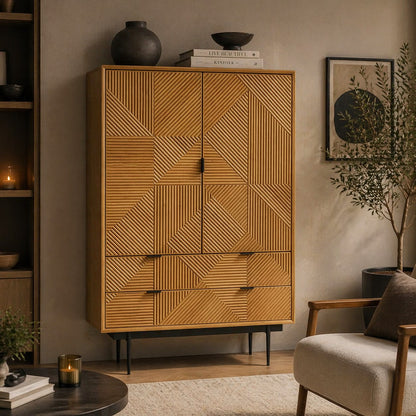 Jakara Natural Finish Cabinet with Drawers