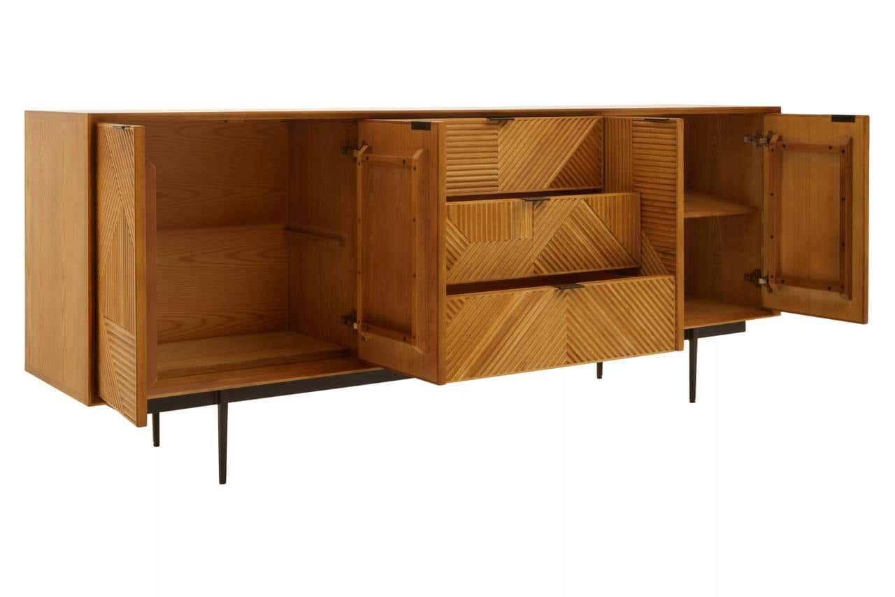 Jakara Natural Finish Sideboard with 4 Doors and 3 Drawers