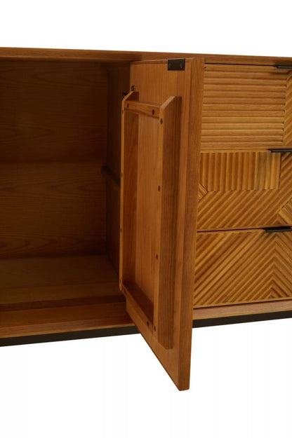 Jakara Natural Finish Sideboard with 4 Doors and 3 Drawers