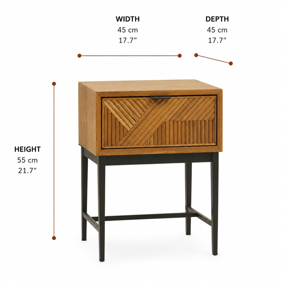 Jakara Side Table with 1 Drawer dimensions