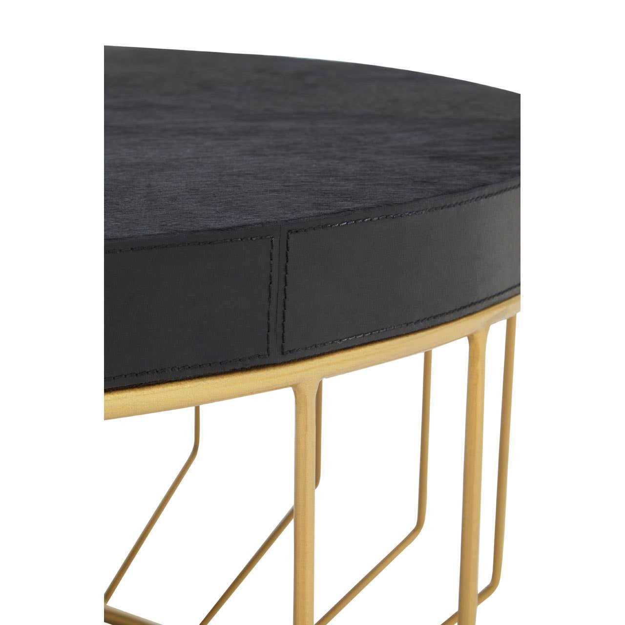 Kensington Townhouse Hair on Leather Round Coffee Table