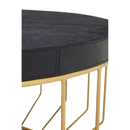 Kensington Townhouse Hair on Leather Round Coffee Table