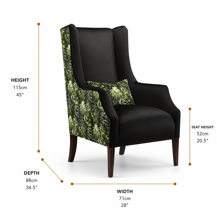 Kensington Upholstered Wingback Armchair dimensions