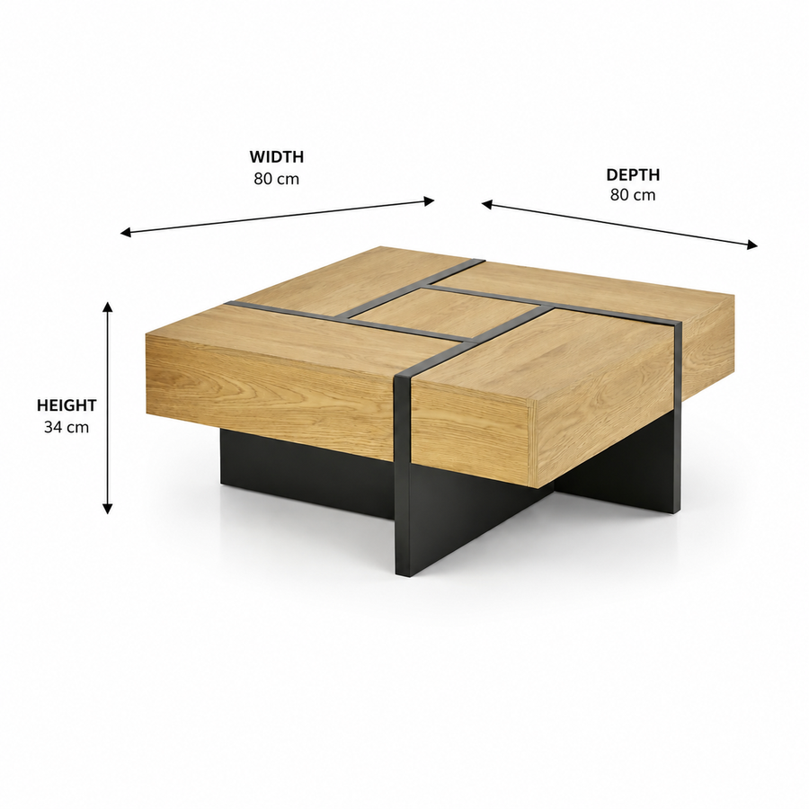 Keswick Oak Grid Coffee Table dimensions