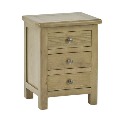 Cotswold Smokey Oak Bedside Table with 3 Drawers