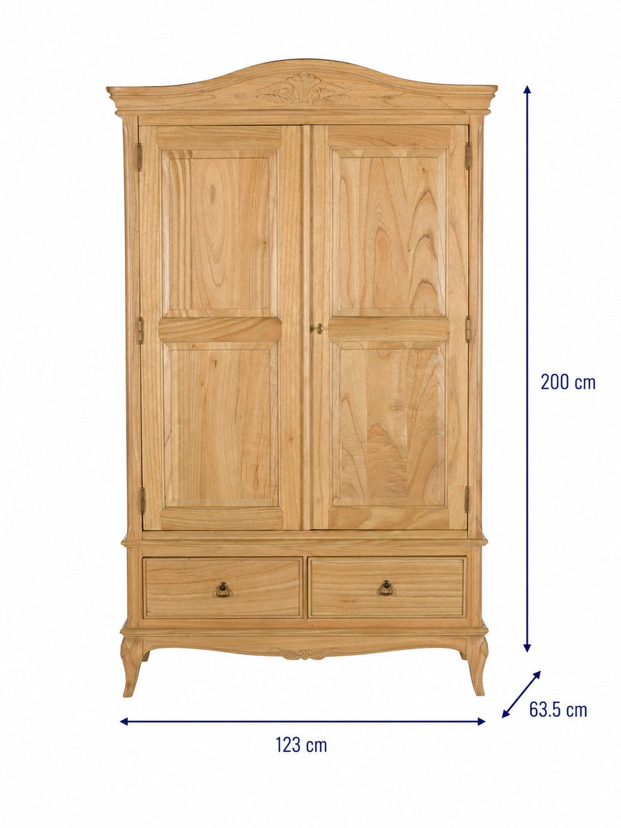 Limoges Natural French Double Wradrobe dimensions