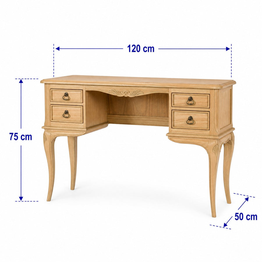 Limoges Natural French Dressing Table dimensions