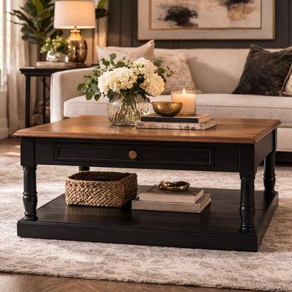 Loire 1 Drawer Black Coffee Table