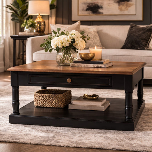 Loire 1 Drawer Black Coffee Table