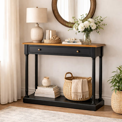 Loire 1 Drawer Black Console Table