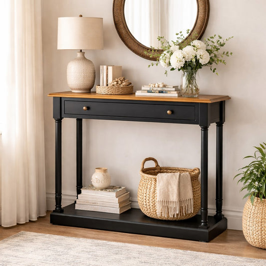 Loire 1 Drawer Black Console Table