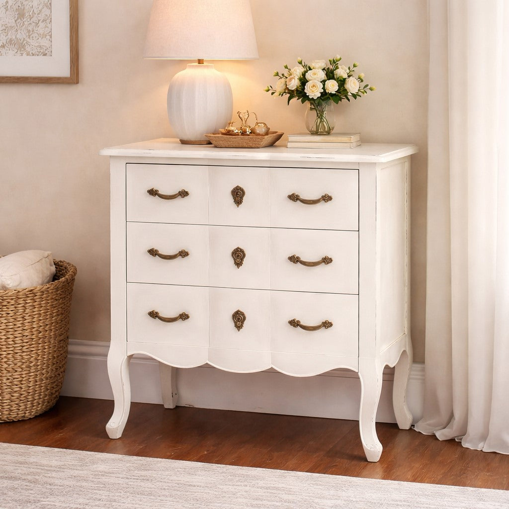 Loire 3 Drawer White Chest