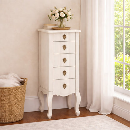 Loire 5 Drawer Small Chest White
