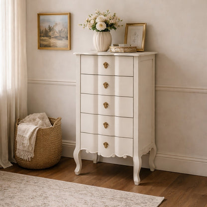 Loire 5 Drawer White Chest
