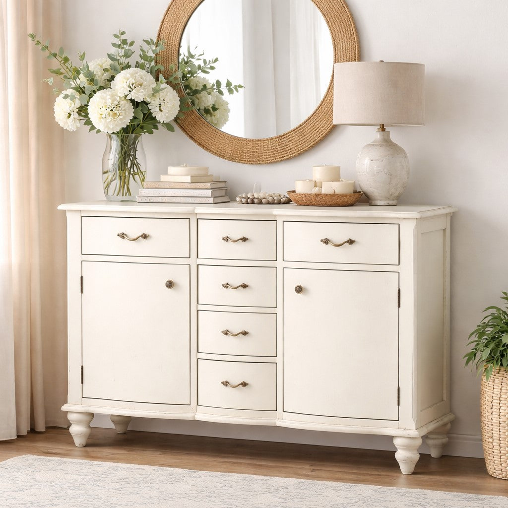 Loire 6 Drawer White Sideboard