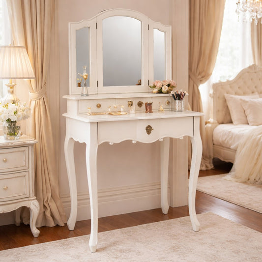 Loire Dressing Table With Mirror White