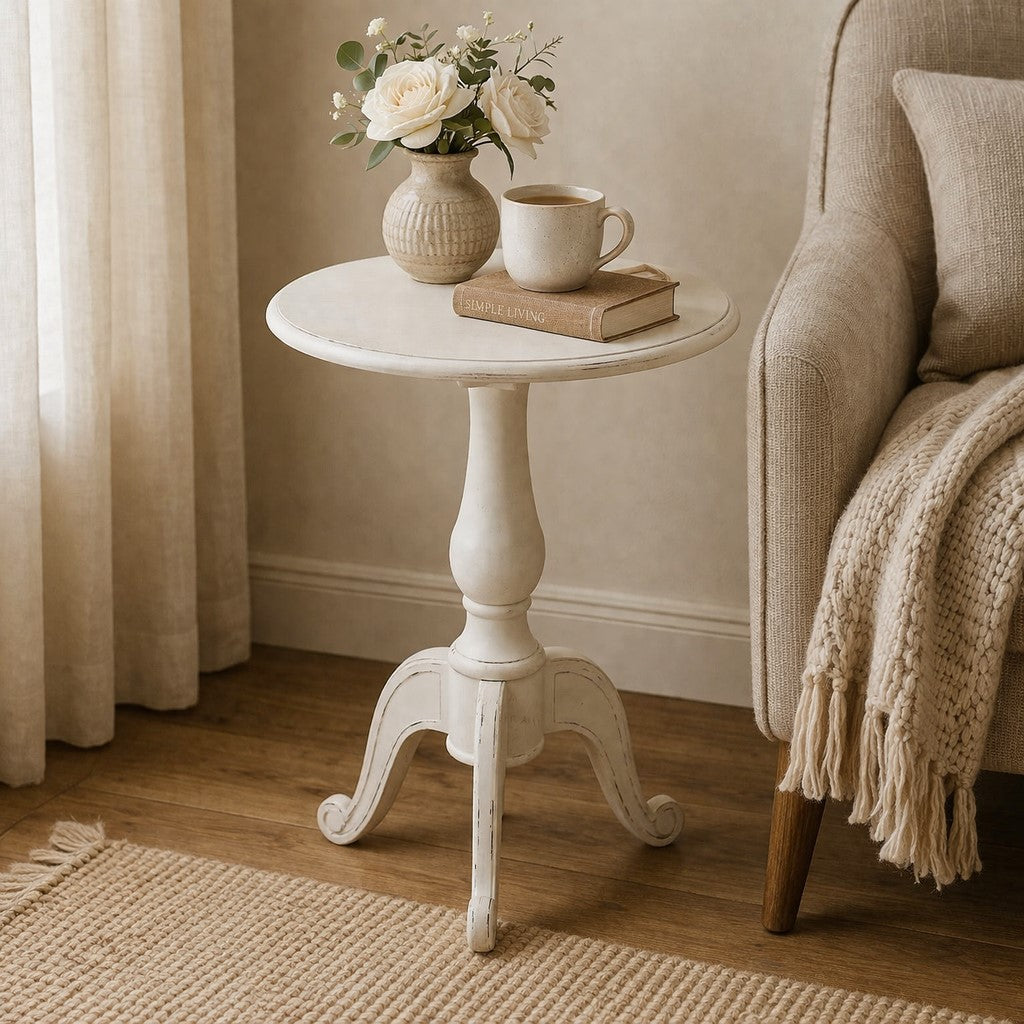 Loire Round White Pedestal Table