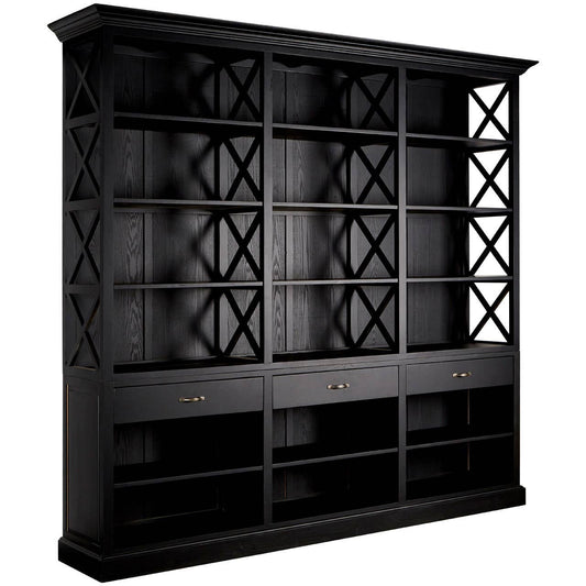 Lyon Black Birchwood Large Bookcase