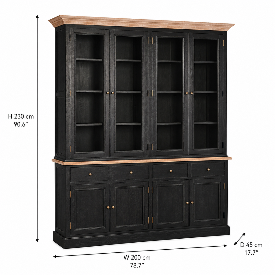 Lyon Black Oak Wood Large Cabinet dimensions