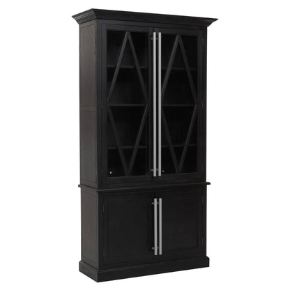 Lyon Black Oak Wood Tall Cabinet