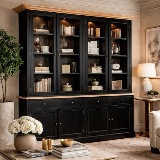 Lyon Black Oak Wood Large Cabinet