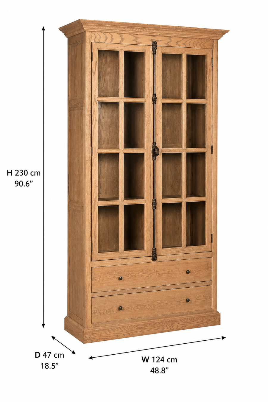 Lyon Washed Grey Oak Wood Cabinet dimensions