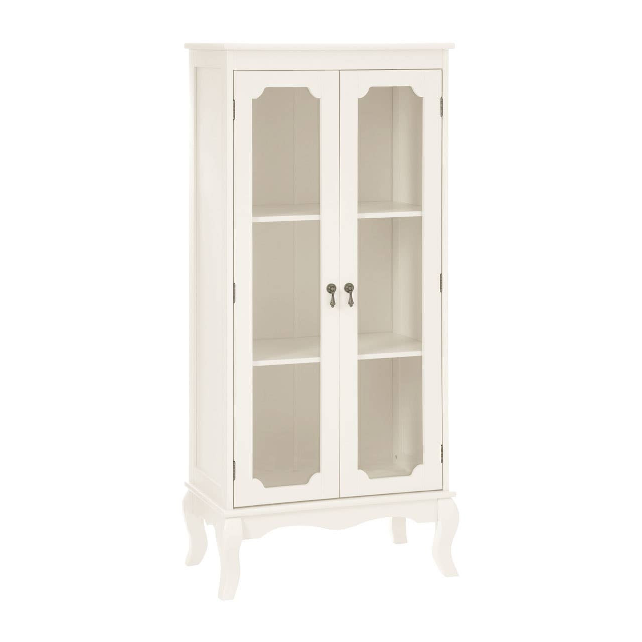 Marcella Two Glass Door Ivory Finish Cabinet