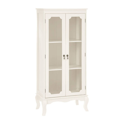 Marcella Two Glass Door Ivory Finish Cabinet