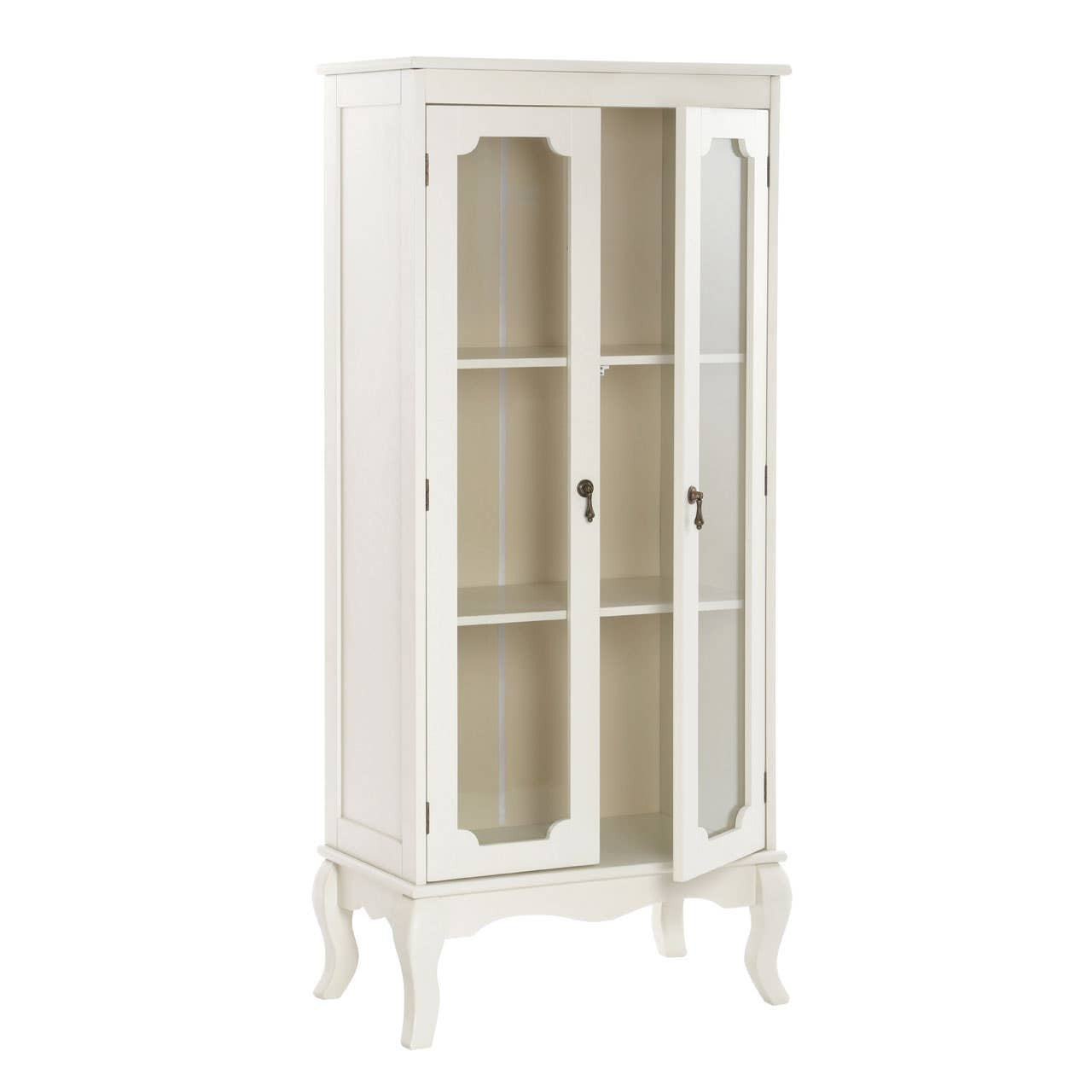 Marcella Two Glass Door Ivory Finish Cabinet