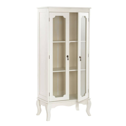 Marcella Two Glass Door Ivory Finish Cabinet