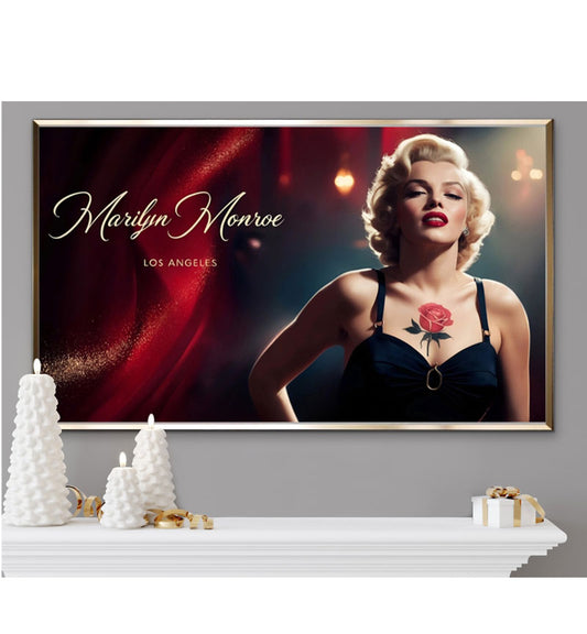 Marilyn Monroe with rose tattoo -Metal Frame