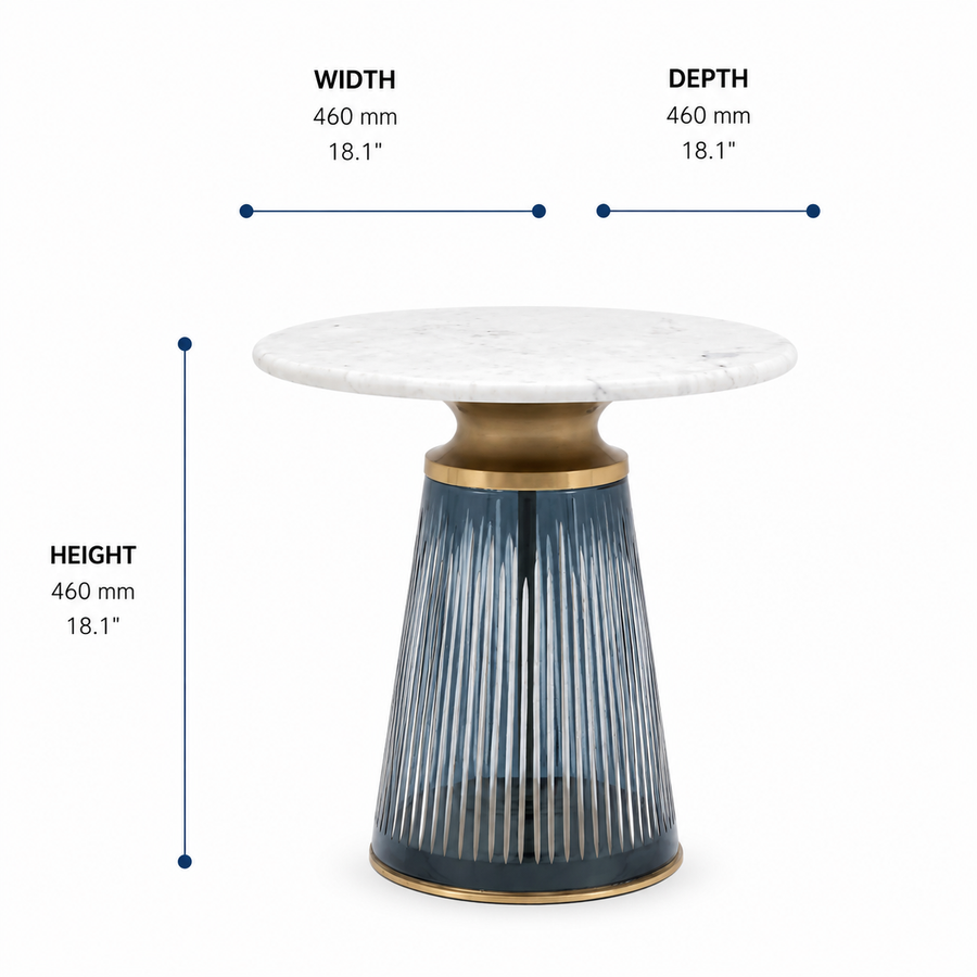 Marquis Fluted Table dimensions