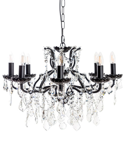 Medium 8 Branch Matt Black Shallow Chandelier