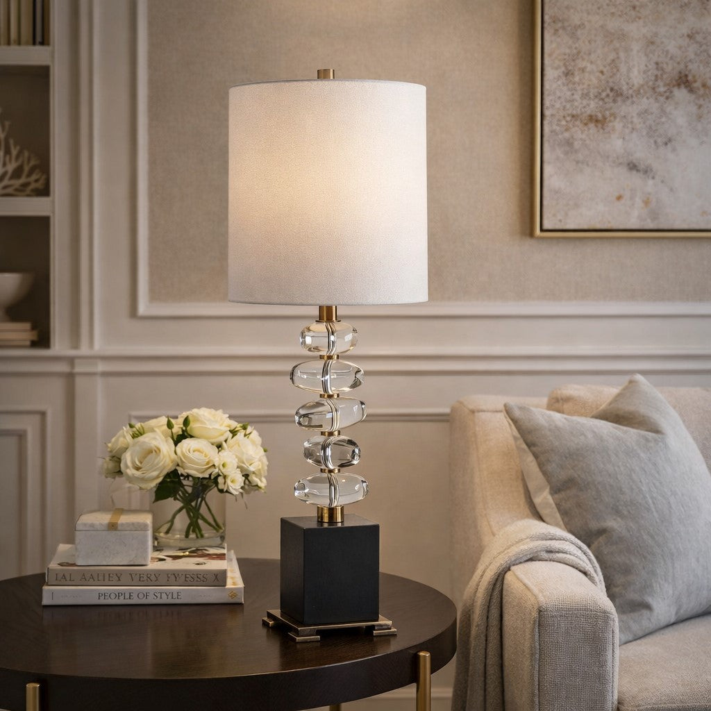 Metal and Crystal Table Lamp